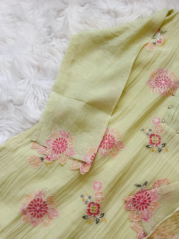 ✨ Premium Mul Chanderi Hand-Detailed Anarkali Set ✨
