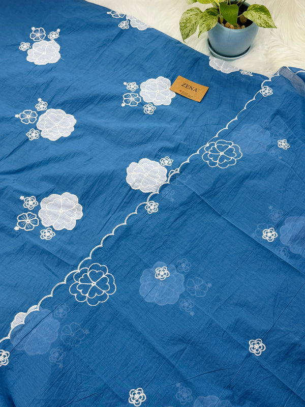 Mul Chanderi Hand Detailed Unstitched Suit