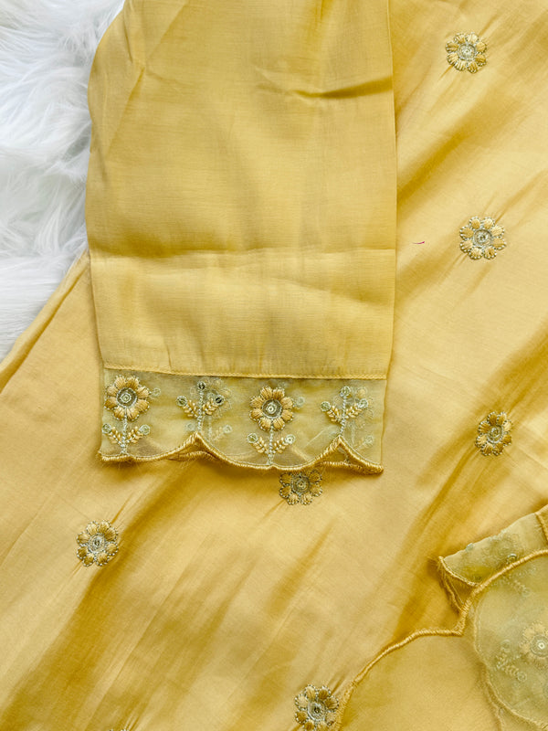 Ready-to-Wear V-Neck Embroidery Work Suit with Organza Dupatta