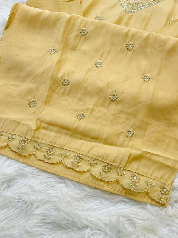 Ready-to-Wear V-Neck Embroidery Work Suit with Organza Dupatta