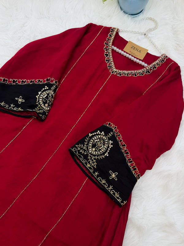 ✨ Mul Chanderi Handwork Party Wear Kurti Set