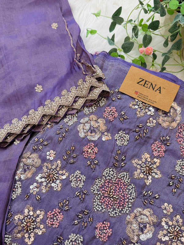 ✨ Premium Cosmo Tissue Silk Handwork Unstitched Suit ✨