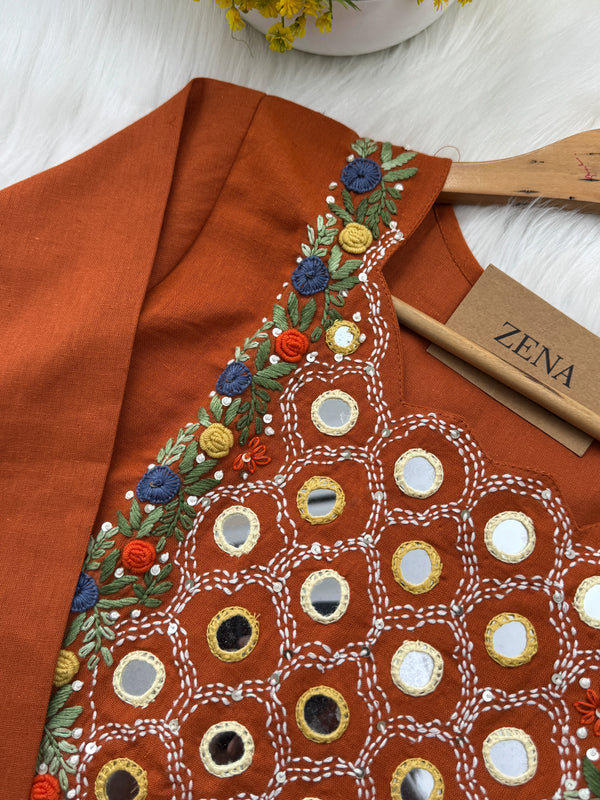 ✨ Pure Cotton Mirror Work Kurti Set ✨