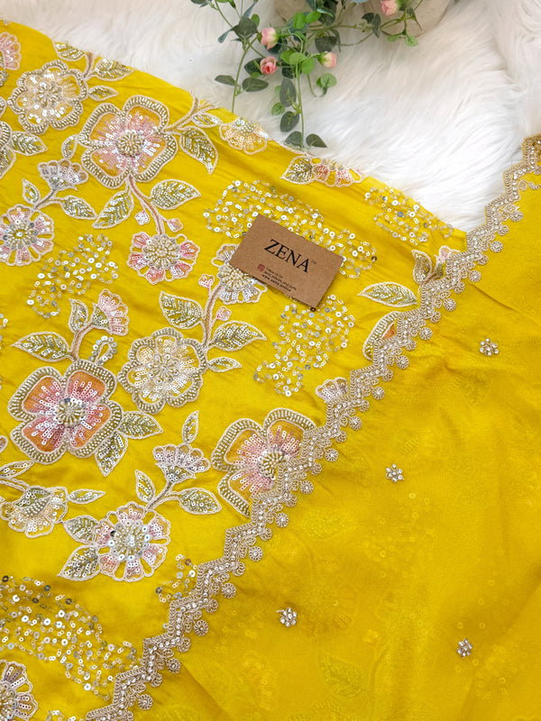 ✨ Premium Cosmo Tissue Silk Handwork Unstitched Suit ✨