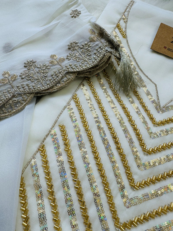 Organza Unstitched Partywear Suit