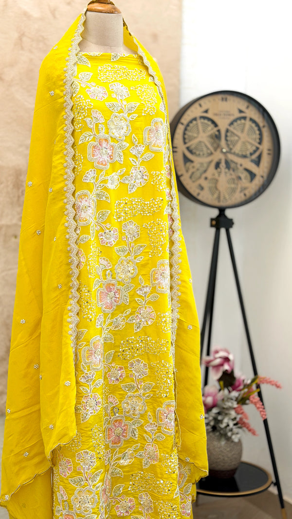 ✨ Premium Cosmo Tissue Silk Handwork Unstitched Suit ✨