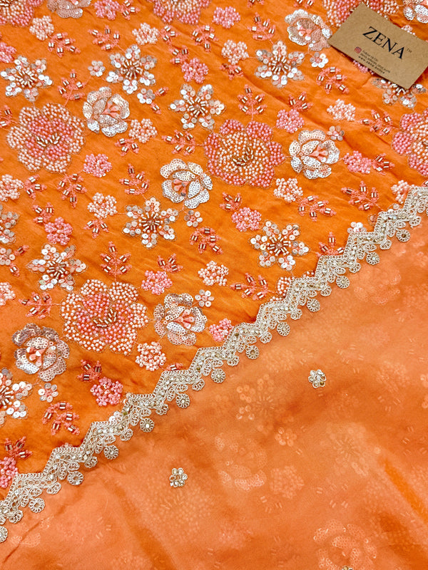 ✨ Premium Cosmo Tissue Silk Handwork Unstitched Suit ✨