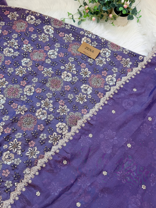 ✨ Premium Cosmo Tissue Silk Handwork Unstitched Suit ✨
