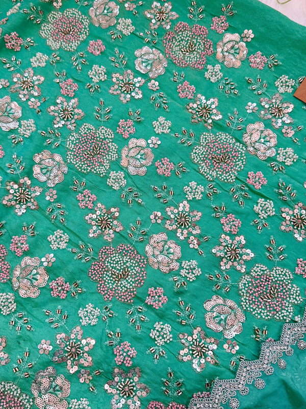 ✨ Premium Cosmo Tissue Silk Handwork Unstitched Suit ✨