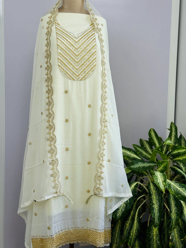 Organza Unstitched Partywear Suit