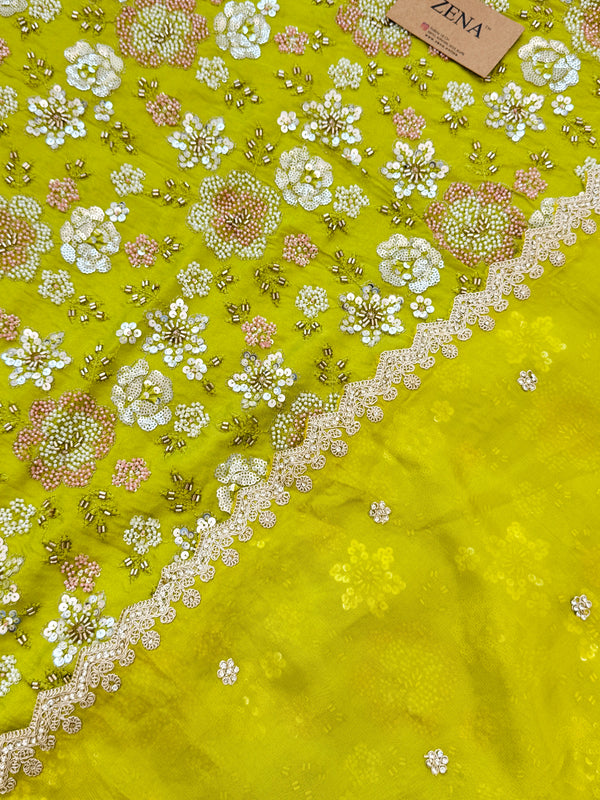 ✨ Premium Cosmo Tissue Silk Handwork Unstitched Suit ✨