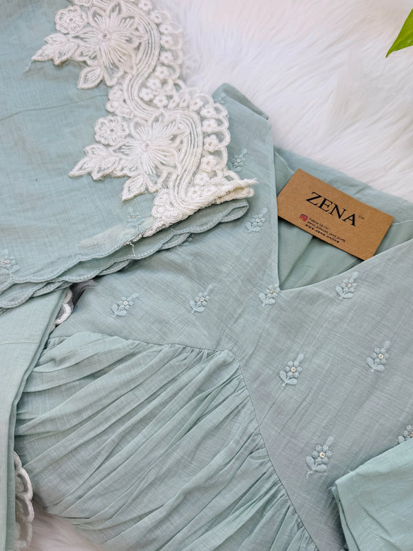 ✨ Pure Mul Chanderi Embroidery Work Anarkali Set