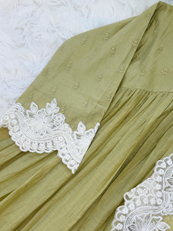 ✨ Pure Mul Chanderi Embroidery Work Anarkali Set