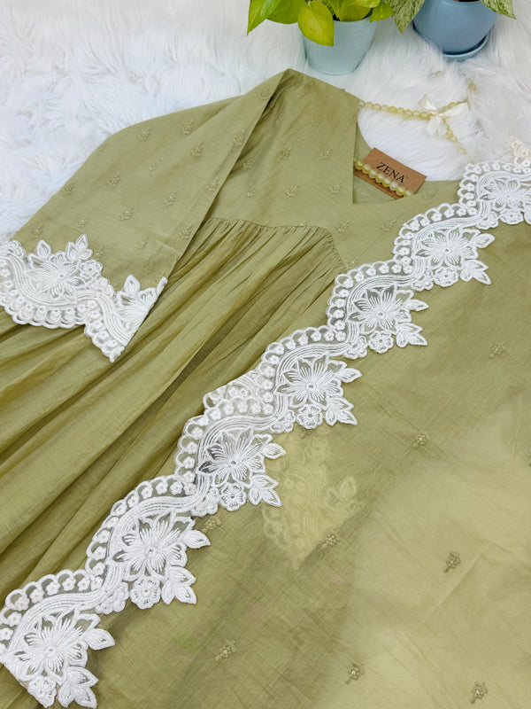 ✨ Pure Mul Chanderi Embroidery Work Anarkali Set