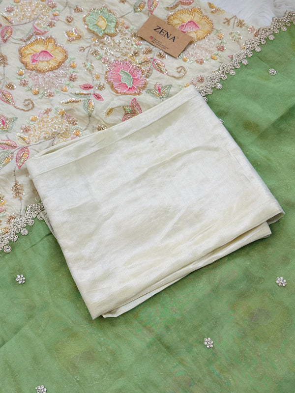 ✨ Pure Tissue Silk Handwork Unstitched Suit