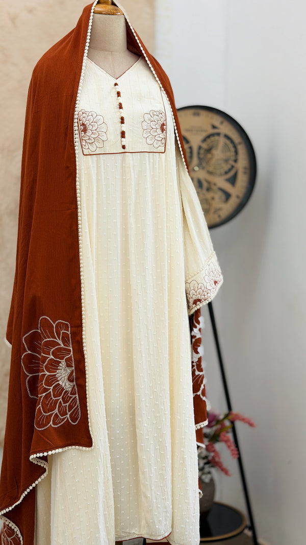 ✨ Imported Crushed Rayon Ready-to-Wear Embroidered Anarkali Set ✨