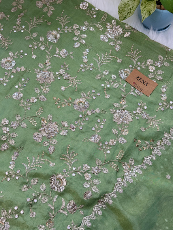 ✨ Pure Tissue Silk Handwork Unstitched Suit