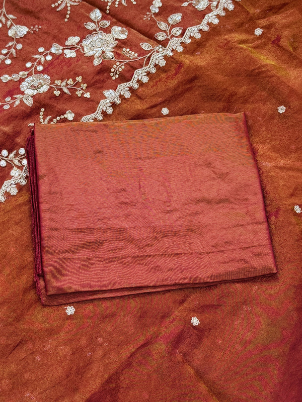 ✨ Pure Tissue Silk Handwork Unstitched Suit