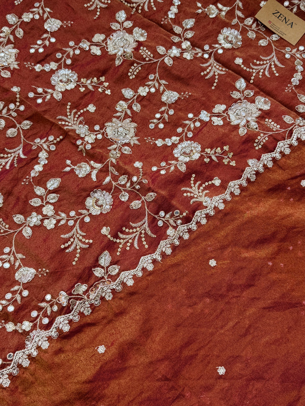 ✨ Pure Tissue Silk Handwork Unstitched Suit