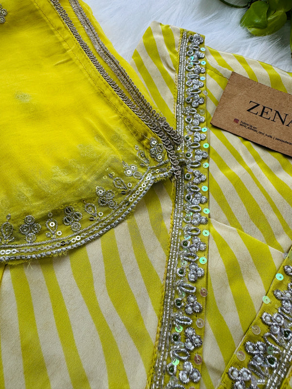 Silken Grace – Tabby Silk A-Line Kurti Set with Organza Dupatta