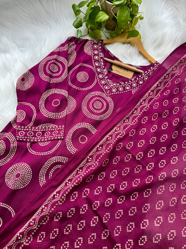 Pure Cotton Mirror Work Hand Embroidered Kurti Set