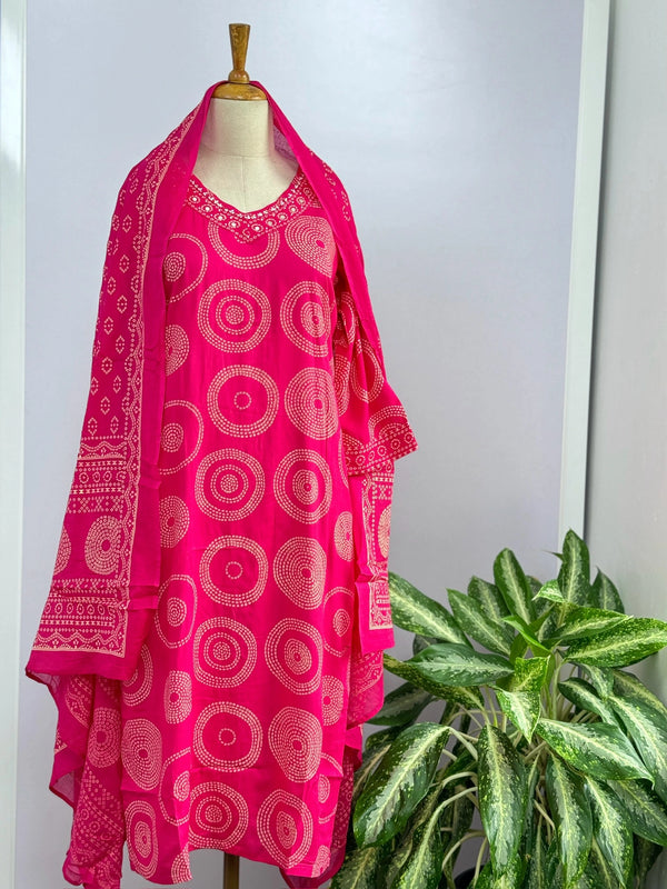 Pure Cotton Mirror Work Hand Embroidered Kurti Set