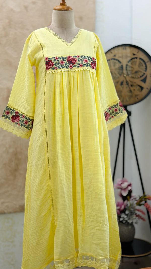 ✨ Mul Cotton Embroidered Anarkali Set