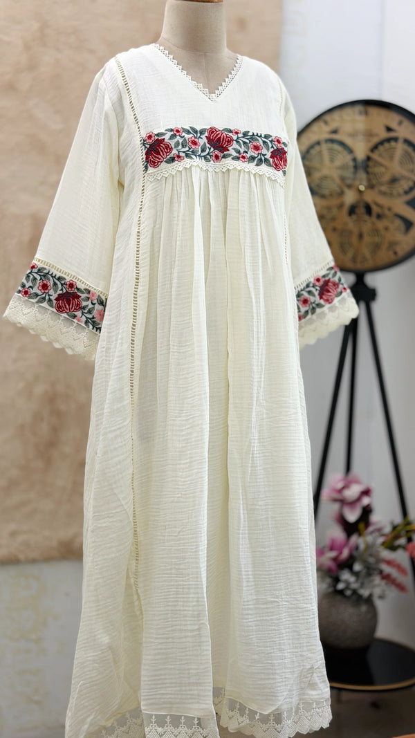 ✨ Mul Cotton Embroidered Anarkali Set