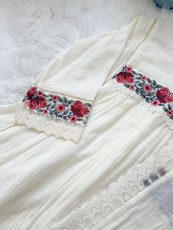 ✨ Mul Cotton Embroidered Anarkali Set