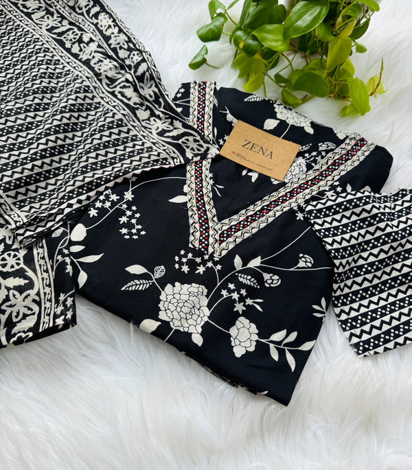 Aarvi – Pure Cotton Hand-Detailed Kurti Set