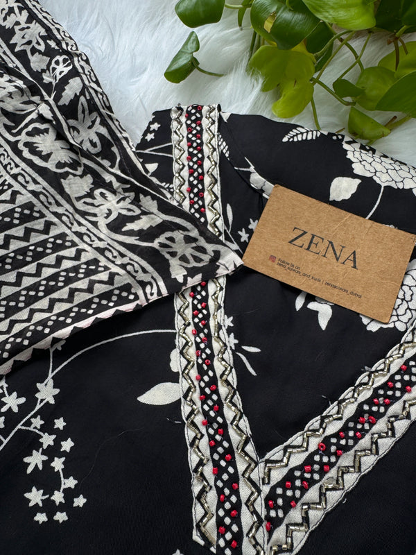 Aarvi – Pure Cotton Hand-Detailed Kurti Set