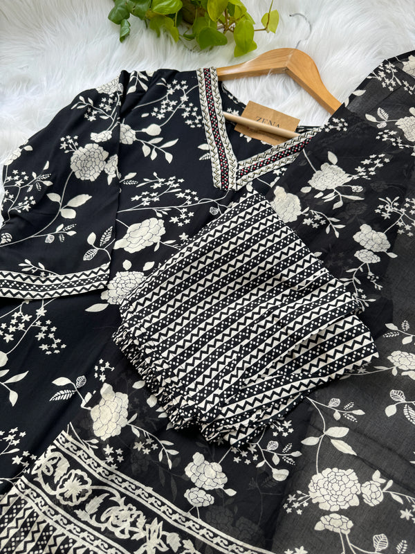 Aarvi – Pure Cotton Hand-Detailed Kurti Set