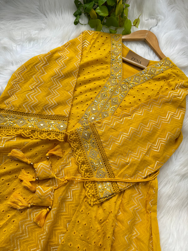 Radiant Reflections – Cotton Hacoba Mirror Work Anarkali Suit