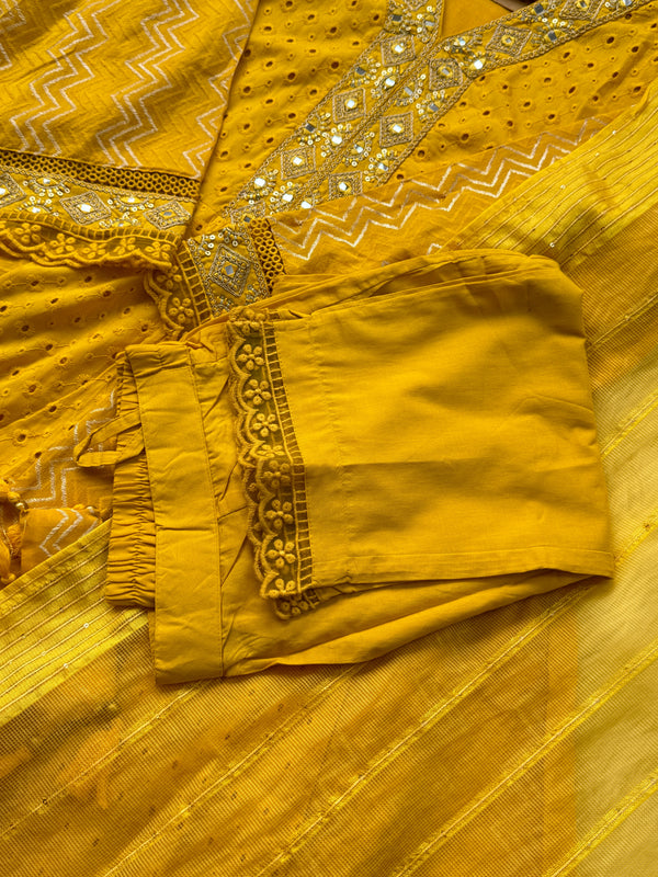 Radiant Reflections – Cotton Hacoba Mirror Work Anarkali Suit