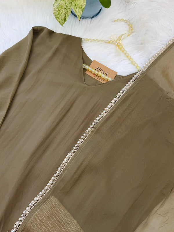 ✨ Viscose Organza Pearlwork Party Wear Kurti Set