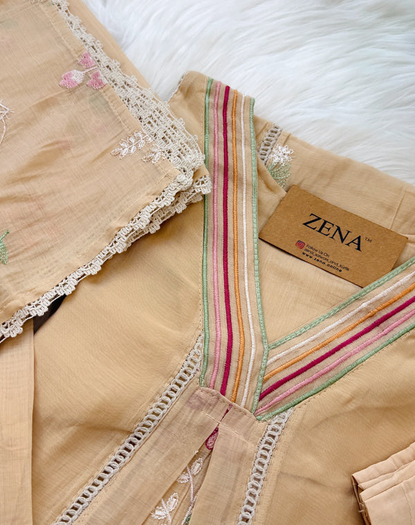 ✨ Mul Chanderi Embroidered Anarkali Kurti Set ✨