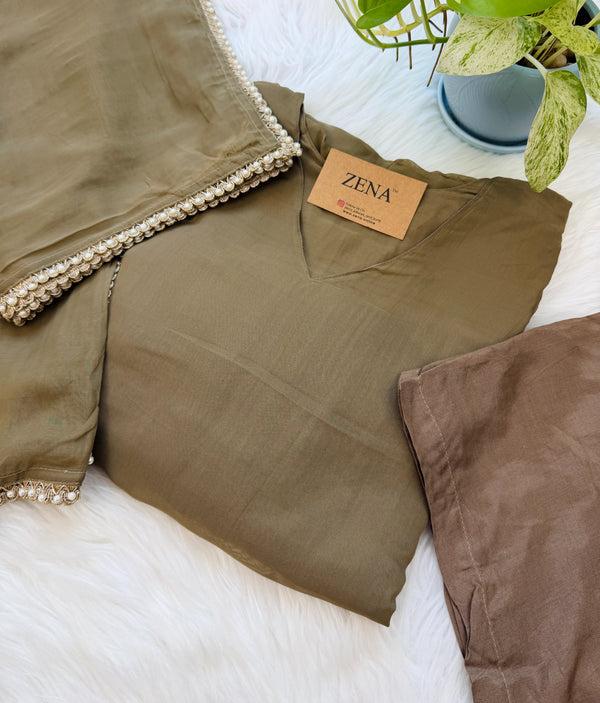 ✨ Viscose Organza Pearlwork Party Wear Kurti Set