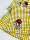 ✨ Imported Double Cloth Checks Embroidered Kurti Set