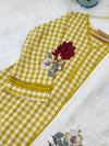 ✨ Imported Double Cloth Checks Embroidered Kurti Set