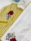 ✨ Imported Double Cloth Checks Embroidered Kurti Set