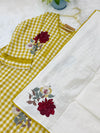 ✨ Imported Double Cloth Checks Embroidered Kurti Set