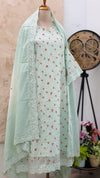 ✨ Pure Kota Doria Floral Embroidered Kurti Set