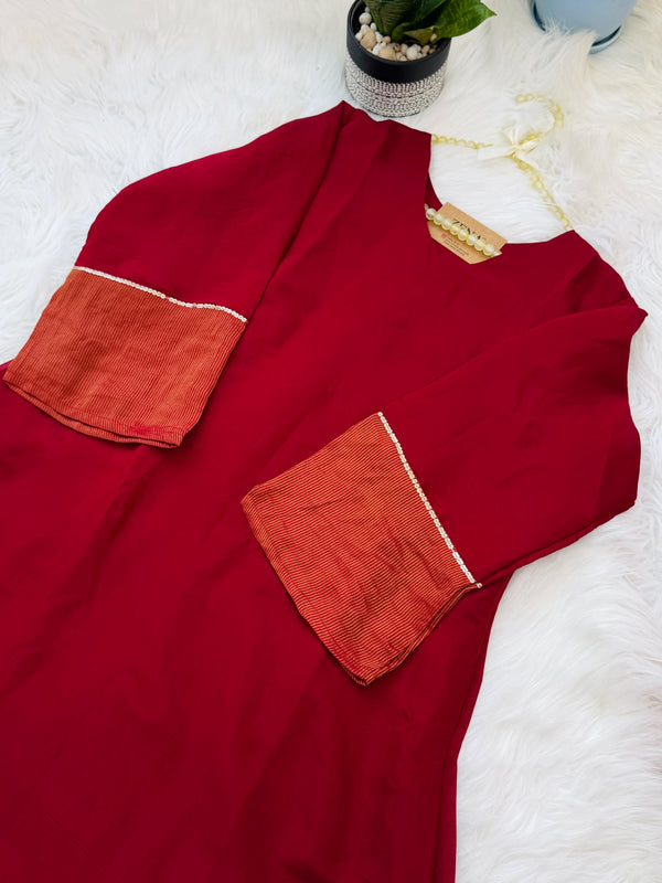 ✨ Glass Chanderi A-Line Kurti Set ✨