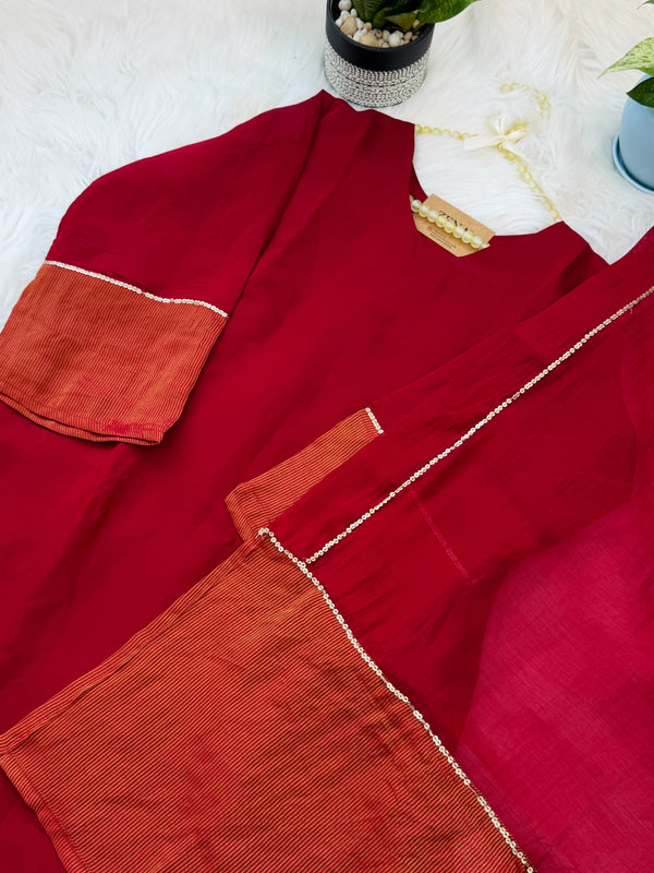 ✨ Glass Chanderi A-Line Kurti Set ✨
