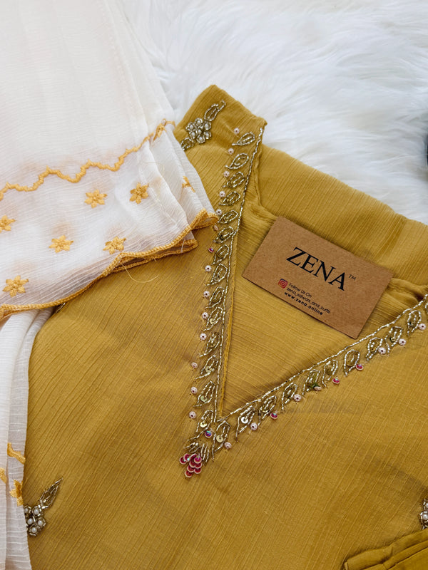 Crush silk handwork Kurti set✨