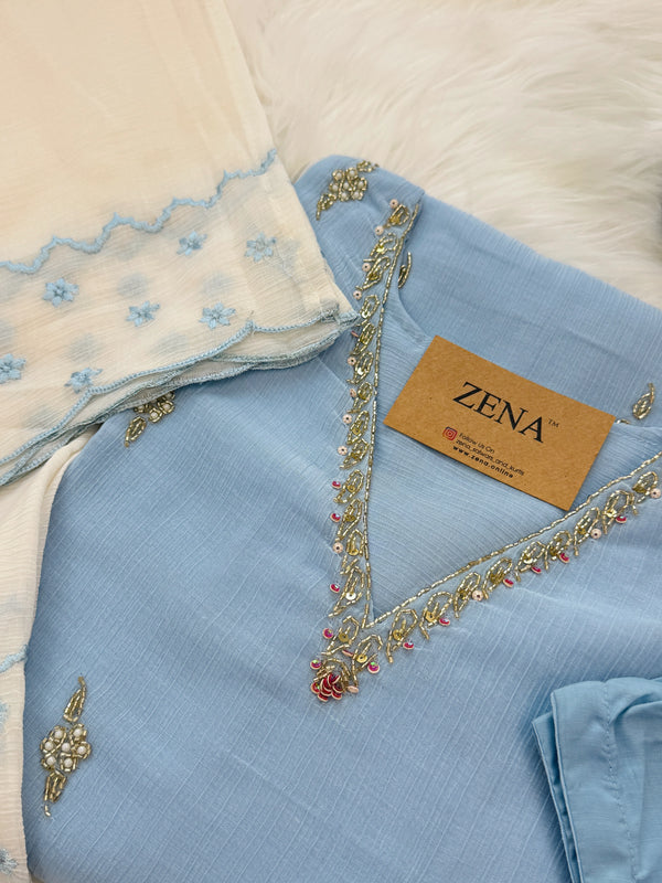 Crush silk handwork Kurti set✨