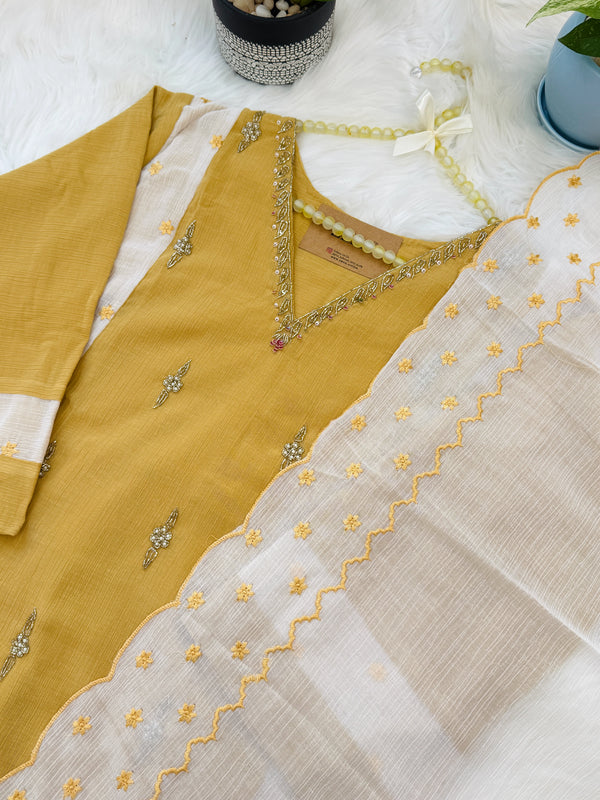 Crush silk handwork Kurti set✨