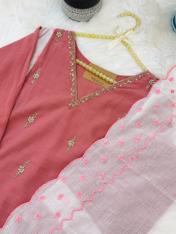 Crush silk handwork Kurti set✨