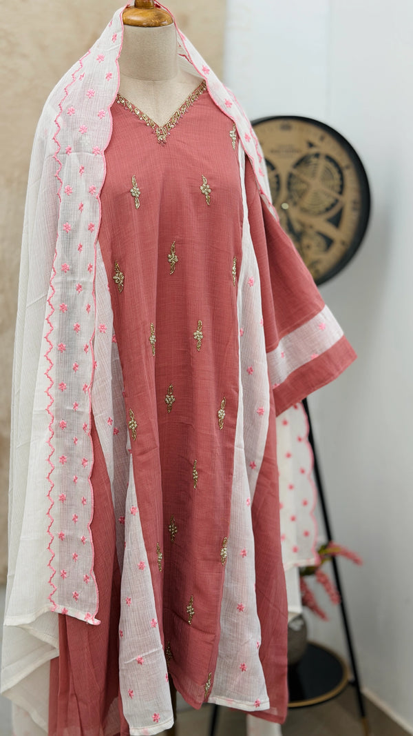 Crush silk handwork Kurti set✨