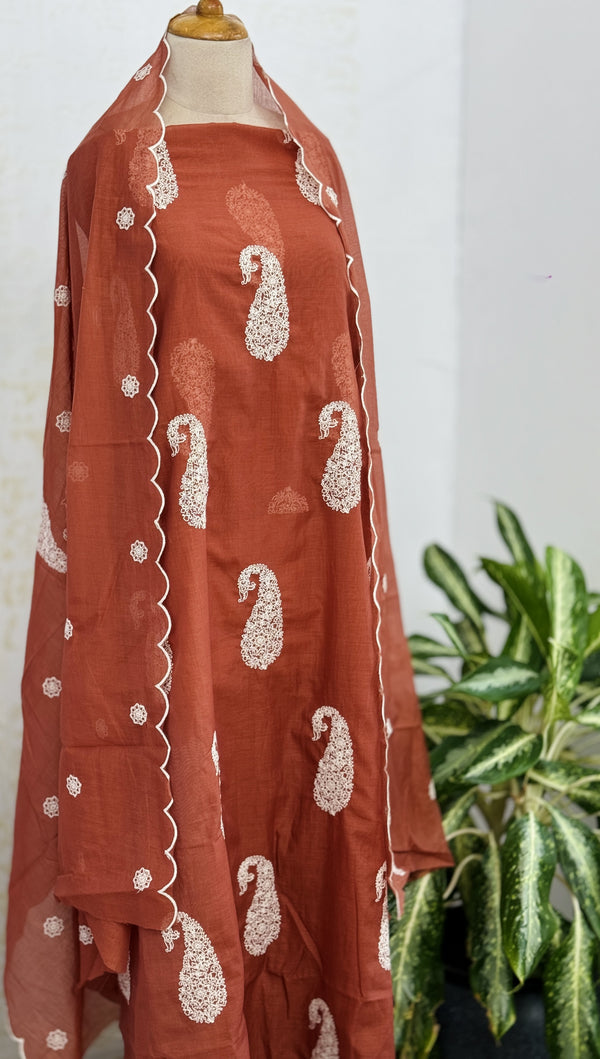 π Mul Chanderi Embroidered Unstitched Suit